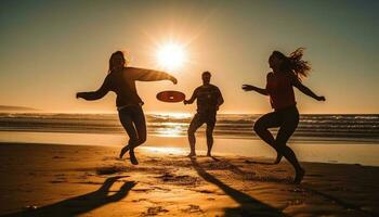 joven adultos disfrutar despreocupado verano vacaciones juntos generado por ai foto