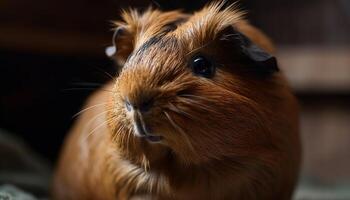 Fluffy guinea pig looking at camera indoors generated by AI photo