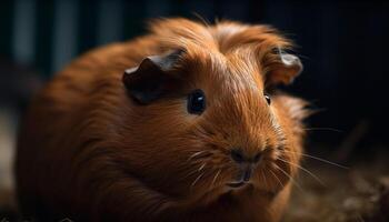 Fluffy guinea pig looking at camera outdoors generated by AI photo