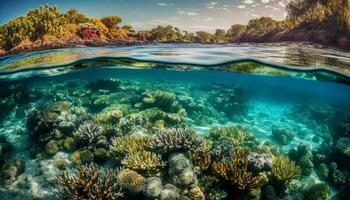 vistoso mar vida prospera en tropical arrecife generado por ai foto