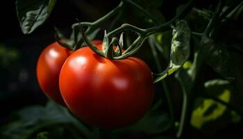 maduro tomate, Fresco desde el vegetal jardín generado por ai foto