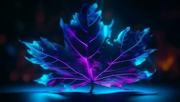 Glowing purple leaf in nature vibrant colors generated by AI photo