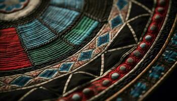 multi de colores kilim alfombra con intrincado geométrico diseño generado por ai foto