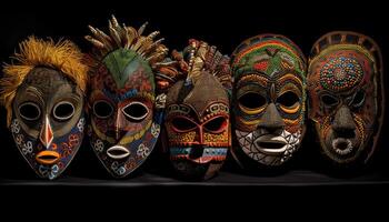 Indigenous cultures celebrate tradition with ornate masks generated by AI photo