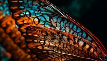 Vibrant butterfly wing displays nature delicate beauty generated by AI photo