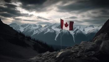 majestuoso canadiense Montañas Rocosas, un tranquilo escena generado por ai foto