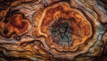 Tree trunk cross section reveals concentric pattern generated by AI photo