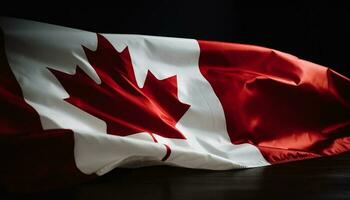 Waving Canadian flag symbolizes pride and patriotism generated by AI photo