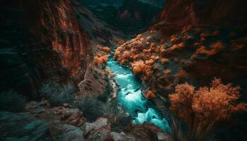 Majestic mountain range, flowing water, tranquil scene generated by AI photo