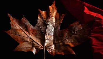 Vibrant autumn maple leaf, beauty in nature generated by AI photo