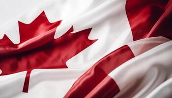 canadiense bandera ondulación con orgullo en viento generado por ai foto