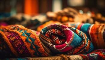 multi de colores kilim alfombra, un recuerdo desde Turquía generado por ai foto