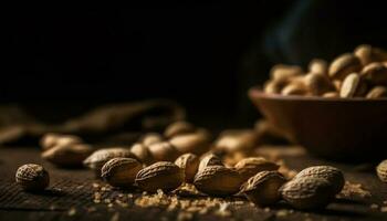 Healthy snack bowl nuts, seeds, and fruit generated by AI photo