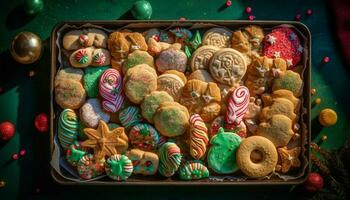 Homemade gingerbread cookies, a winter indulgence gift generated by AI photo
