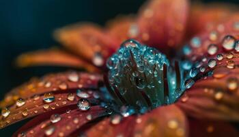 Vibrant gerbera daisy, wet with raindrop generated by AI photo