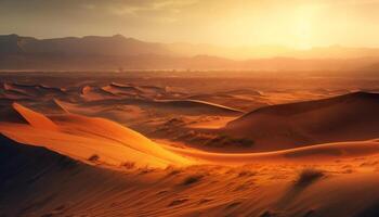 Majestic sand dunes ripple in arid Africa generated by AI photo