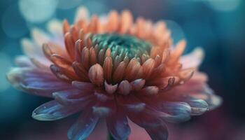 Vibrant dahlia blossom, wet with water droplets generated by AI photo