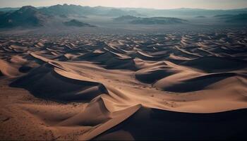 Remote sand dunes ripple in arid Africa generated by AI photo