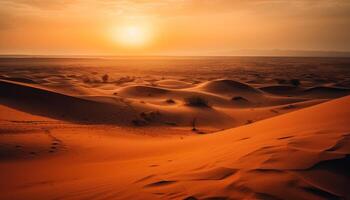 Rippled sand dunes in arid Africa generated by AI photo