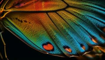 Vibrant butterfly wing pattern, beauty in nature generated by AI photo