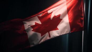 Waving Canadian flag symbolizes pride and patriotism generative AI photo