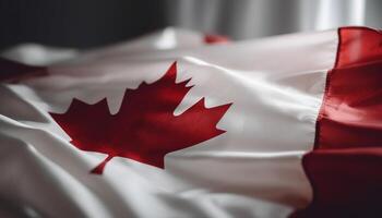 Waving Canadian flag, symbol of national pride generative AI photo