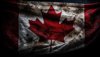 Canadian flag waving proudly in nature backdrop photo