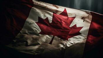Waving Canadian flag symbolizes national pride and patriotism generative AI photo