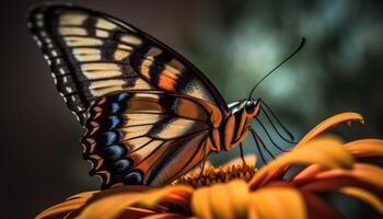 Swallowtail butterfly displays vibrant multi colored elegance photo