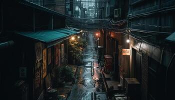 Spooky old architecture, dark and abandoned streets photo