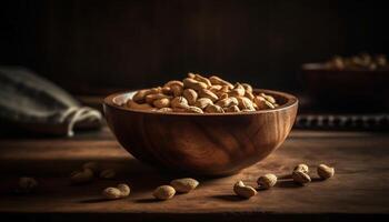 Nutty snack bowl organic cashew, walnut, hazelnut generative AI photo