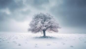 tranquilo escena de nieve cubierto pino árbol bosque generativo ai foto