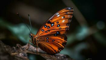 Multi colored butterfly wing showcases natural beauty outdoors generated by AI photo
