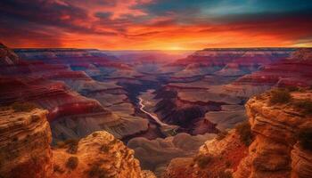 Majestic sandstone cliff eroded by nature beauty generated by AI photo