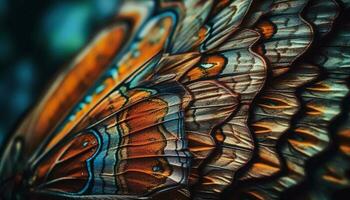 Vibrant butterfly wing displays ornate animal markings generated by AI photo