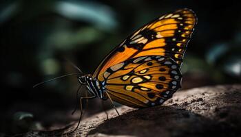 vibrante monarca mariposa en tranquilo primavera naturaleza generado por ai foto