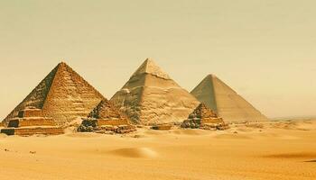Majestic pyramid landscape ancient ruins eroded sandstone generated by AI photo