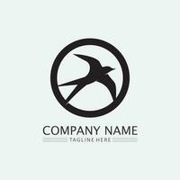 Birds and swallow dove logo design and vector animal wings and flying bird