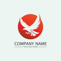 Birds and swallow dove logo design and vector animal wings and flying bird