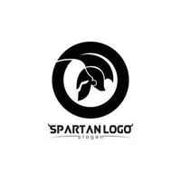 spartan logo black Glaiator and vector design helmet and head black