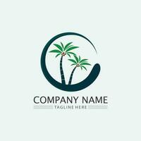 Palm tree summer logo template vector