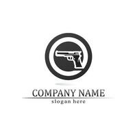 Gun logo and Army soldier sniper shot vector Design Illustration military shot revolver