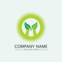 LEAF AND NATURE TREE LOGO FOR BUSINESS VECTOR GREEN PLANT ECOLOGY DESIGN