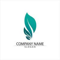 Tree leaf vector and green logo design friendly concept