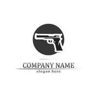 Gun logo and Army soldier sniper shot vector Design Illustration military shot revolver