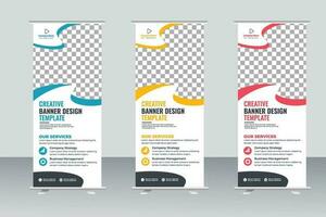 Vector corporate colorful roll up standee pull up banner design template