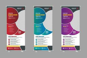 Vector corporate colorful roll up standee pull up banner design template