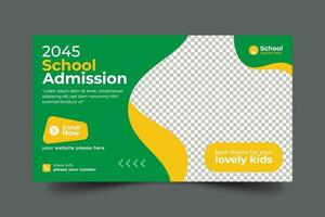 Vector school admission web banner template for school promotion post bannerVector school admission web banner template for school promotion post banner