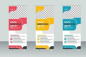 Vector corporate colorful roll up standee pull up banner design template