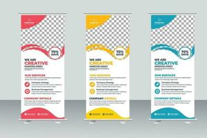 Vector corporate colorful roll up standee pull up banner design template